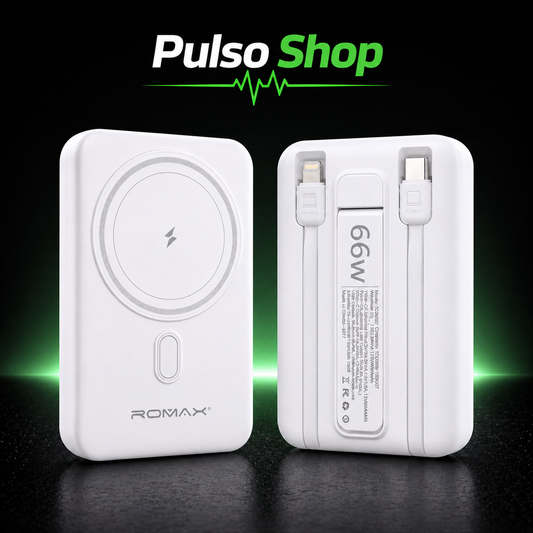 ROMAX Power Bank 66W – Soporte + Cables Integrados